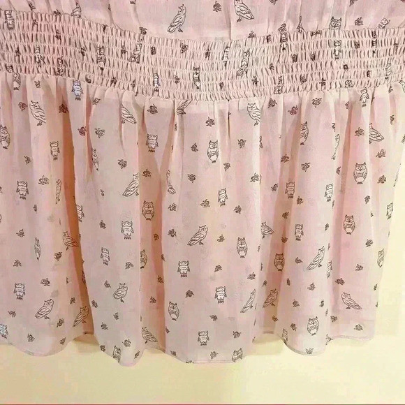 Torrid Mauve “Owl” Print V-Neck Cap Sleeve Chiffon Peplum Peasant Top Size 14/16 - Picture 11 of 12